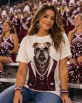 Gameday Bulldog Cream Graphic Tee 1188: With crystals /