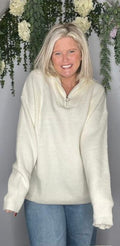 White sweater half zip
